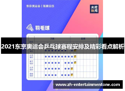 2021东京奥运会乒乓球赛程安排及精彩看点解析 2021东京奥运会乒乓球赛程安排及精彩看点解析